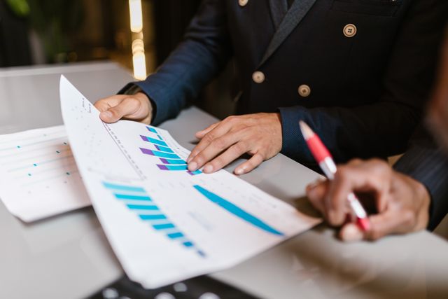 person reviewing financial graphs